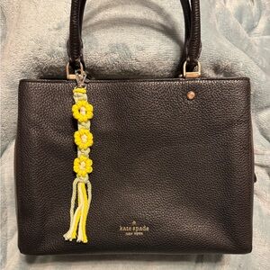 Braided Bag Charm Yellow Flower Tassel Design